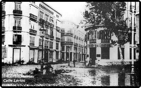 La calle Larios de Malaga en la ria de 1907